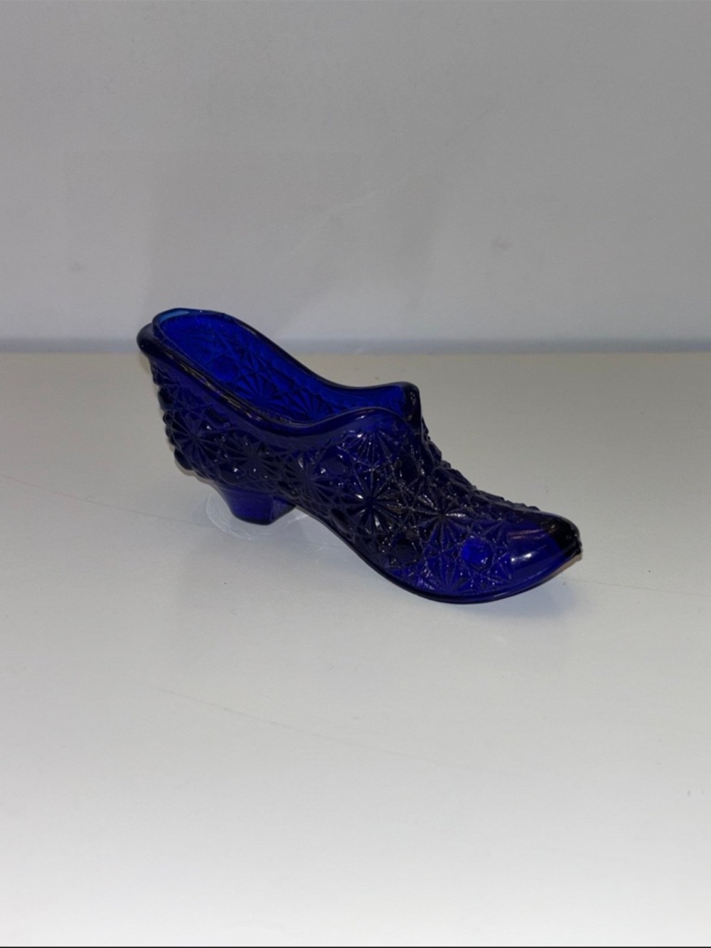 Vintage Cobalt blue glass slippers/ shoe